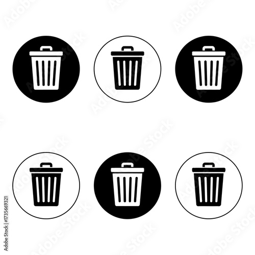 Minimalist trash bin icons set simple modern waste disposal symbols clean design elements