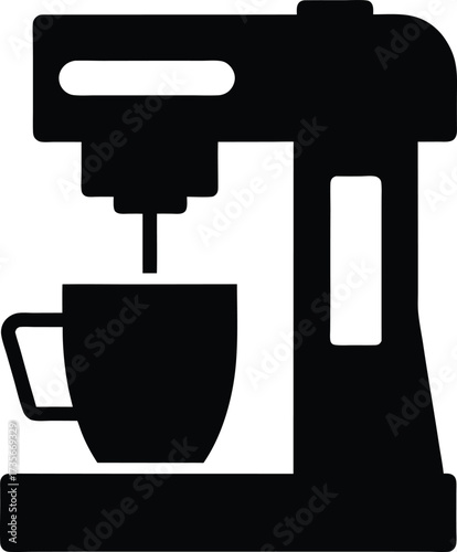 Coffee Machine Silhouette Vector Art Illustration