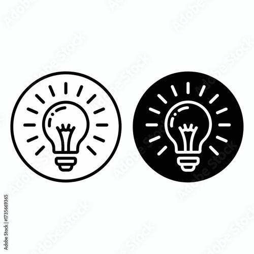 Minimalist light bulb icon design set symbolizing ideas innovation and creativity