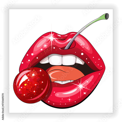 Sexy drip lips on a white background
