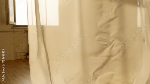Gentle Breeze Moving Sheer Curtains in Sunlit Room Interior