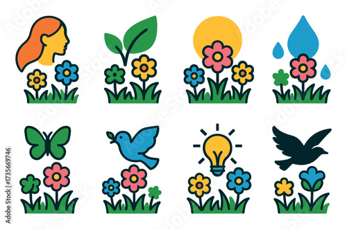 Colorful Flower Icons