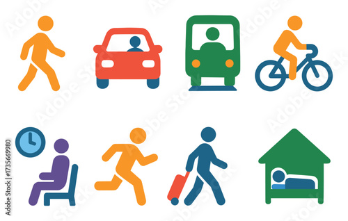 Colorful Commute Icons