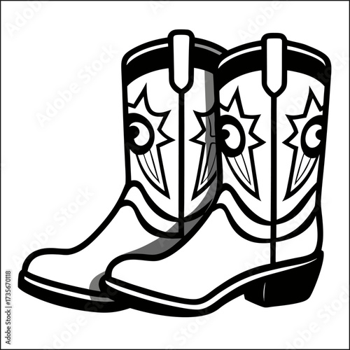 Cowgirl and cowboy boots silhouette