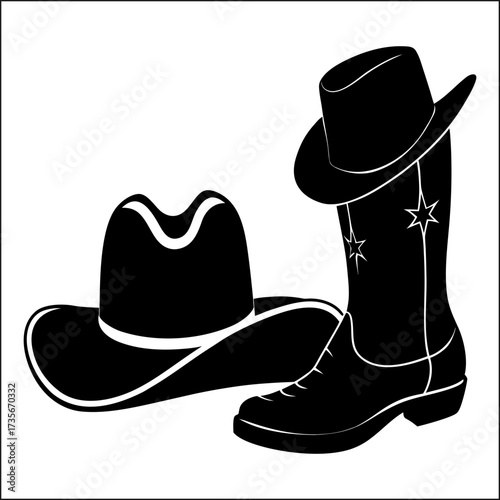 Cowgirl and cowboy boots silhouette