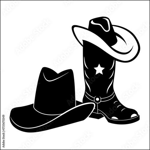 Cowgirl and cowboy boots silhouette