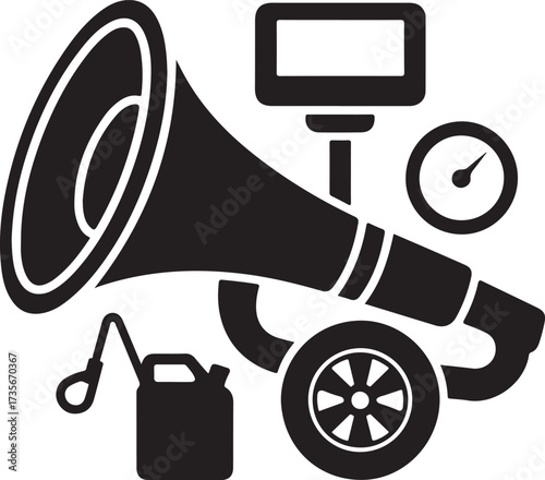 Automotive Service Equipment Silhouette Icon megaphone