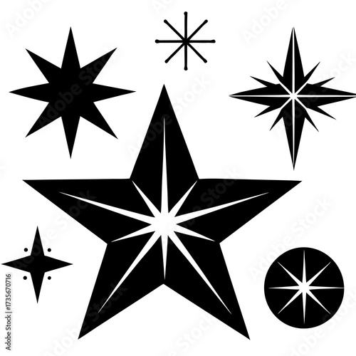 Sparkling stars icon set featuring a single luminous star element for festive and celebratory designs