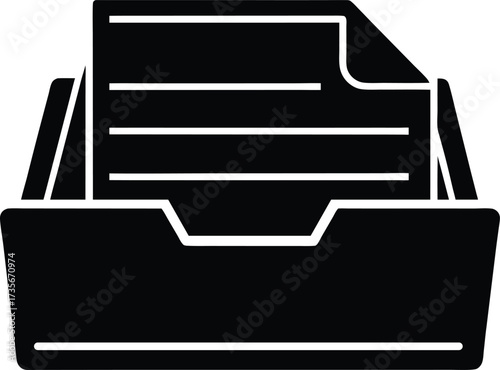 Document Tray Silhouette Vector Art Illustration