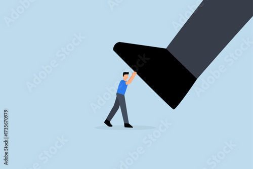 Unfair competition, tiny worker attempting to resist rival large stature