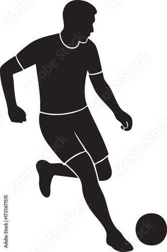 Dribbling and Kick Pose silhouette vector
