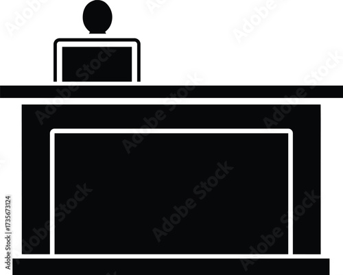 Reception desk silhouette vector art illustration