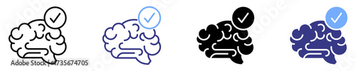 neurotypical brain icon set multiple style