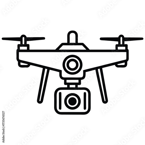 Drone with Camera Gimbal Detailed Vector | Modern Quadcopter Illustration | Futuristic Flying Gadget Art
