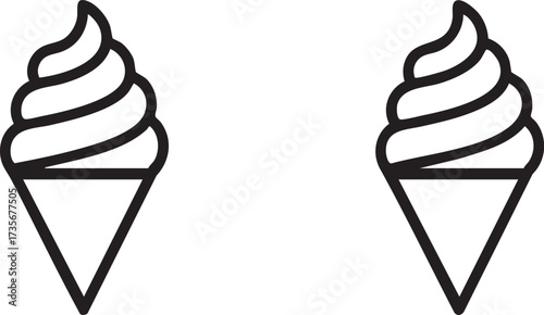 Simple Outline Ice Cream Cone Symbol Modern Vector Design