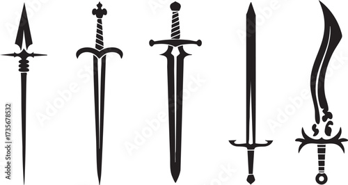 Medieval Blade Vector Illustration Pack with Warrior Swords