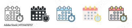 Deadline Icon Set Multiple Style Collection