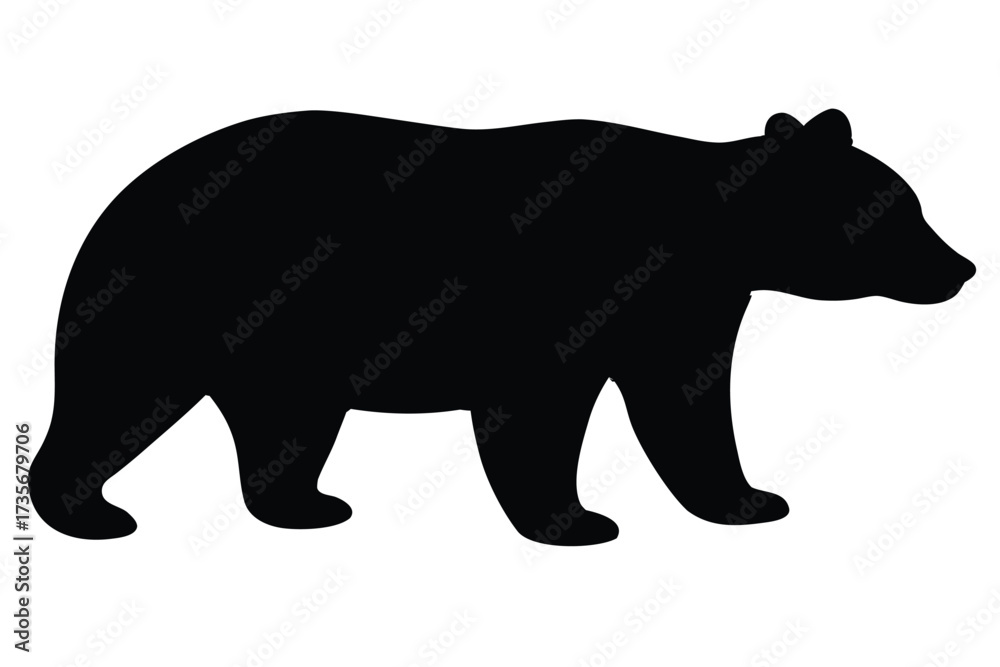 Fototapeta premium Bear Silhouette Minimal | Wild Animal Outline | Simple Wildlife Vector