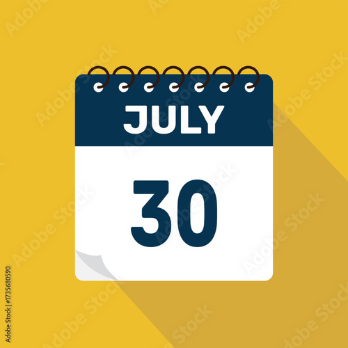 july 30 calendar icon vector illustration with design