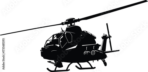Silhouette of a modern military helicopter in flight for aerodynamic transport concepts silhouette