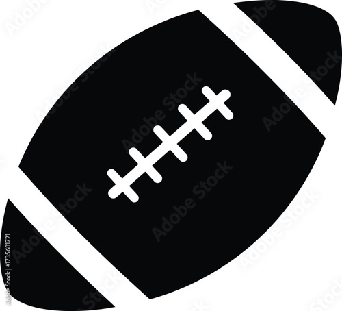 American football ball icon silhouette for sports graphics and game design silhouette