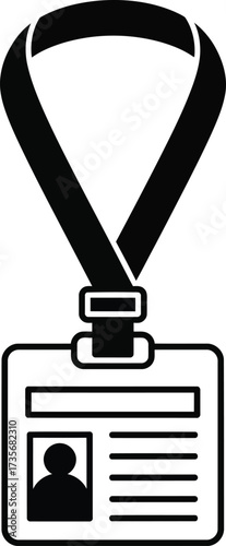 Identification badge with lanyard icon symbol for access security and personal information silhouette