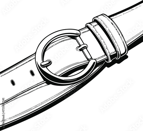 Smooth line art of a belt with buckle 2