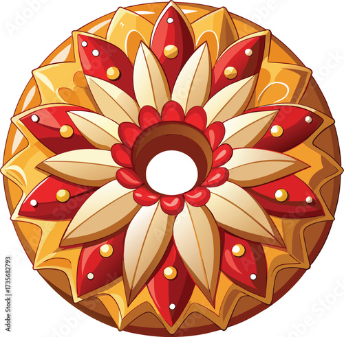 Christmas Fruitcake Traditions elegant golden cake with decorative fruit pattern