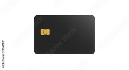 Blank black EMV chip card for financial transactions isolated PNG with Transparent Background
