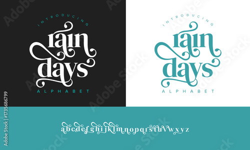 Rain Days Decorative Alphabet Font with Modern Flourishes