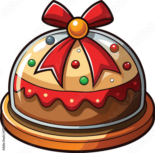 Christmas Fruitcake Traditions decorated round cake with walnut and dried fruit