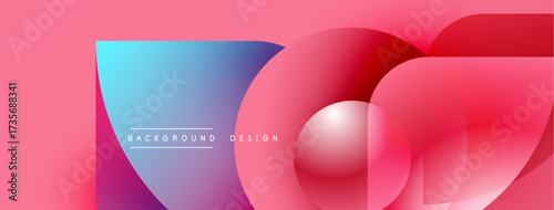 Abstract gradient background. Pink, blue hues blend smoothly. Modern design elements create dynamic visual impact. Simple text labels present concept.