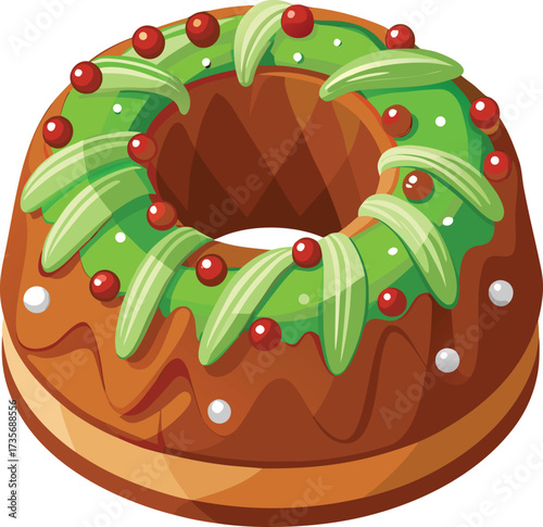 Christmas Fruitcake Traditions traditional cake with green and red fruit pattern