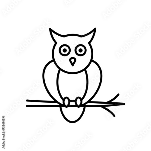 Simple owl perched on a branch