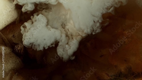 Super Slow Motion Shot of Pouring Cream into Coffe with Ice at 1000fps.