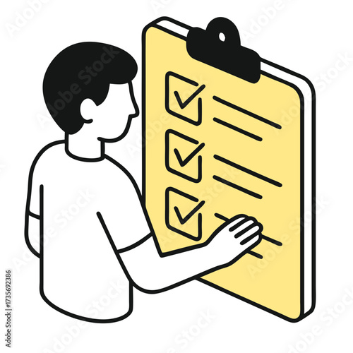 Efficient task management in a modern office setting, a dedicated individual meticulously checking off work items for successful team project completion and enhanced productivity