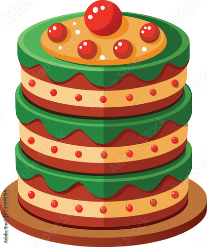 Christmas Fruitcake Traditions elegant cake with decorative fruit spiral pattern