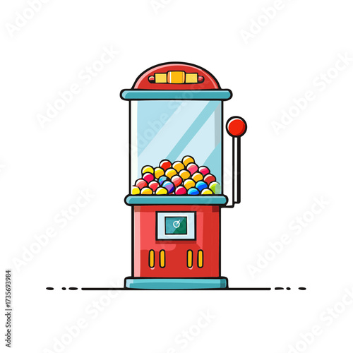 Retro gumball machine with colorful candy dispenser illustration