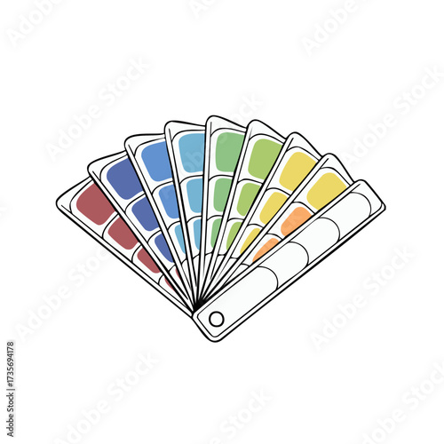 Vivid Color Palette Fan with Red Blue Green Yellow Orange Tones for Interior Design