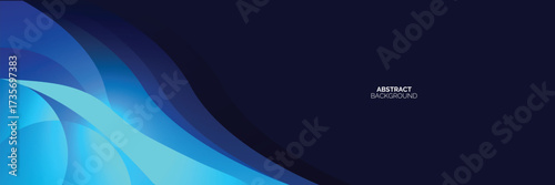 Futuristic  blue abstract horizontal banner background with wave graphic. Modern turquoise and blue gradient wave curve shape