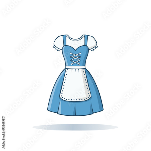 Cartoon Bavarian Dress with Apron Traditional Festive Outfit Illustration