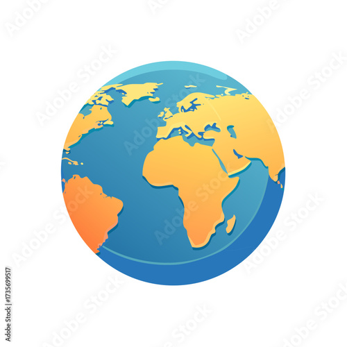 Global World Map with Continents Featuring Africa, Europe and South America in an Abstract Planet Design
