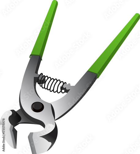 Professional nail puller tool with green handles and spring