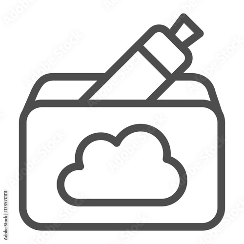 Box of vape device line icon, vaping concept. Vector graphics. Steam cloud box sign on white background, outline style icon for mobile or web design.