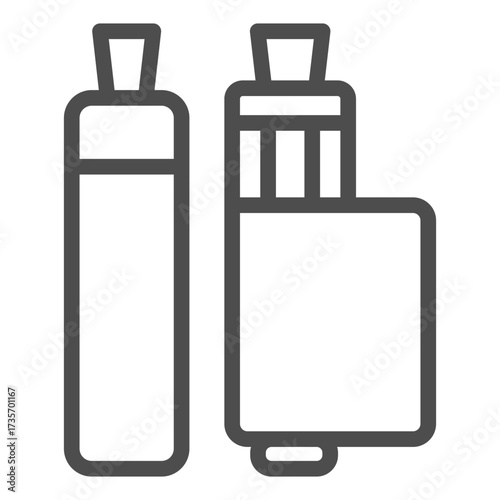 Two vape devices line icon, vaping concept. Vector graphics. Pen and regular vape sign on white background, outline style icon for mobile or web design.