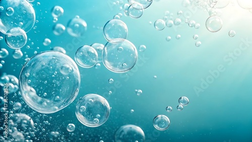 Clear bubbles rise through turquoise water, 