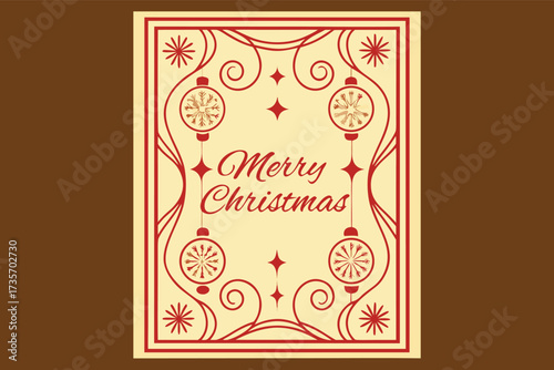 Elegant golden merry christmas flyer template festive holiday design with ornaments and scrollwork