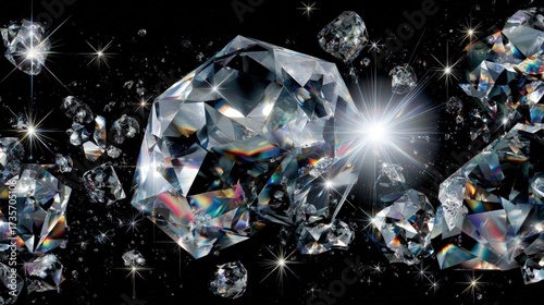 Wallpaper Mural Scattered Diamonds Against Black Background Torontodigital.ca