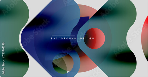 Abstract fluid shapes overlap, creating vibrant color blends. Modern design features text background design centrally placed.