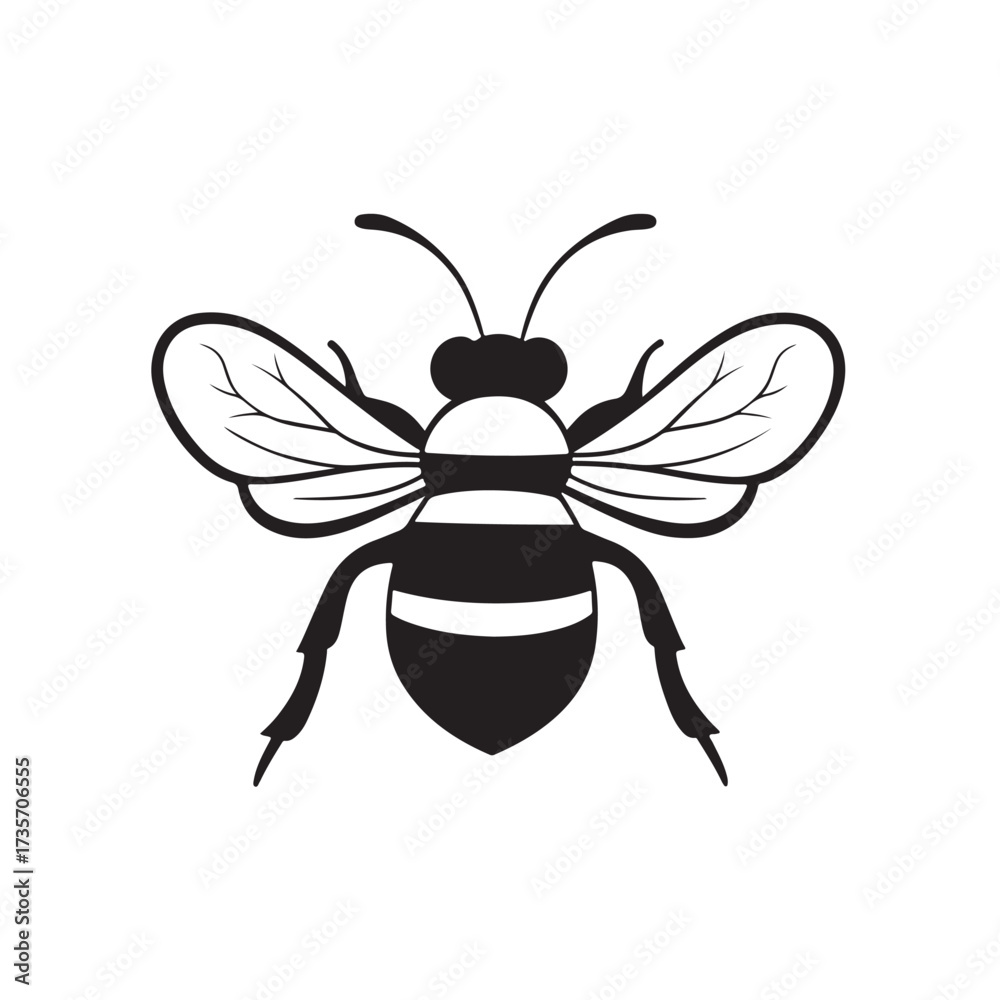 Fototapeta premium Bee silhouette, Detailed bee silhouettes collection, bee logo silhouette vector illustration, honey bee vector silhouette illustration isolated on white background